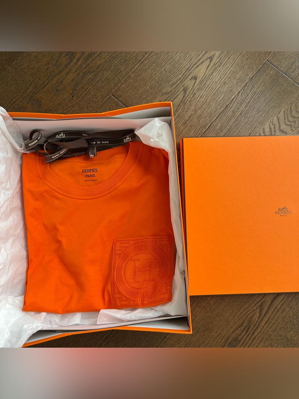 NWT Hermès Logo Pocket T-Shirt Dress 100% Cotton Size 36